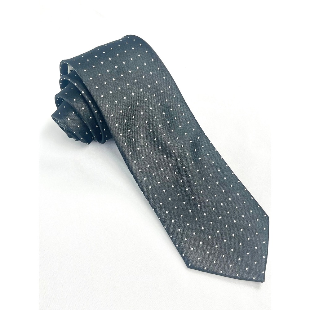 Wilke Rodriguez Mens Silk Necktie Black, White Pin Dot Polka Dot 60 Inch Approx